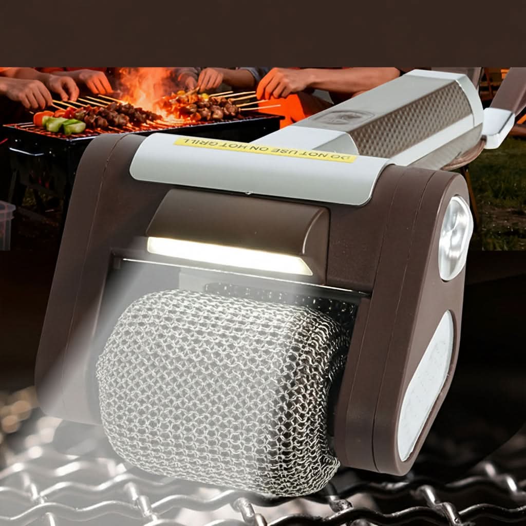 Electric BBQ Grill Cleaning Brush | Stainless Steel Roller, USB Rechargeable | Fast Residue Removal for Grates