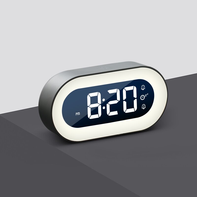 Digital Alarm Clock with Dimmable Nightlight and Nature Sounds | USB-C Rechargeable LED Display | 2 Colors