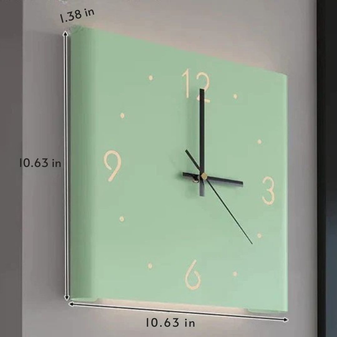 Square Iron Wall Clock with Illuminated Cut-Out Numerals | Silent Movement on Battery Power | 3 Colors