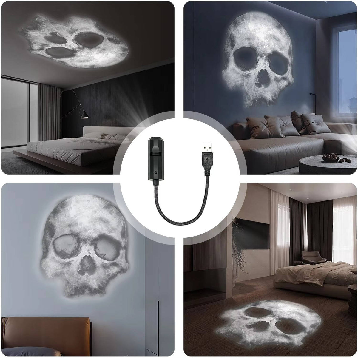 Three replaceable pattern films for the Halloween projector