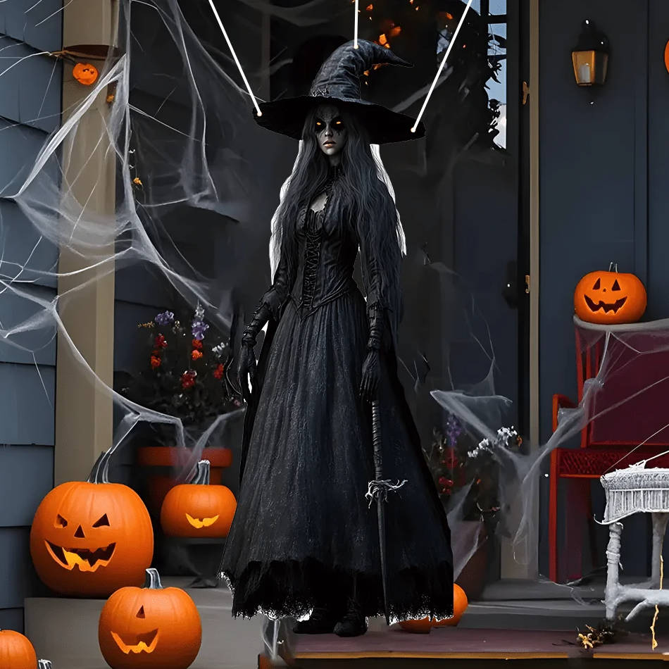 Hanging Halloween horror bride decoration in black