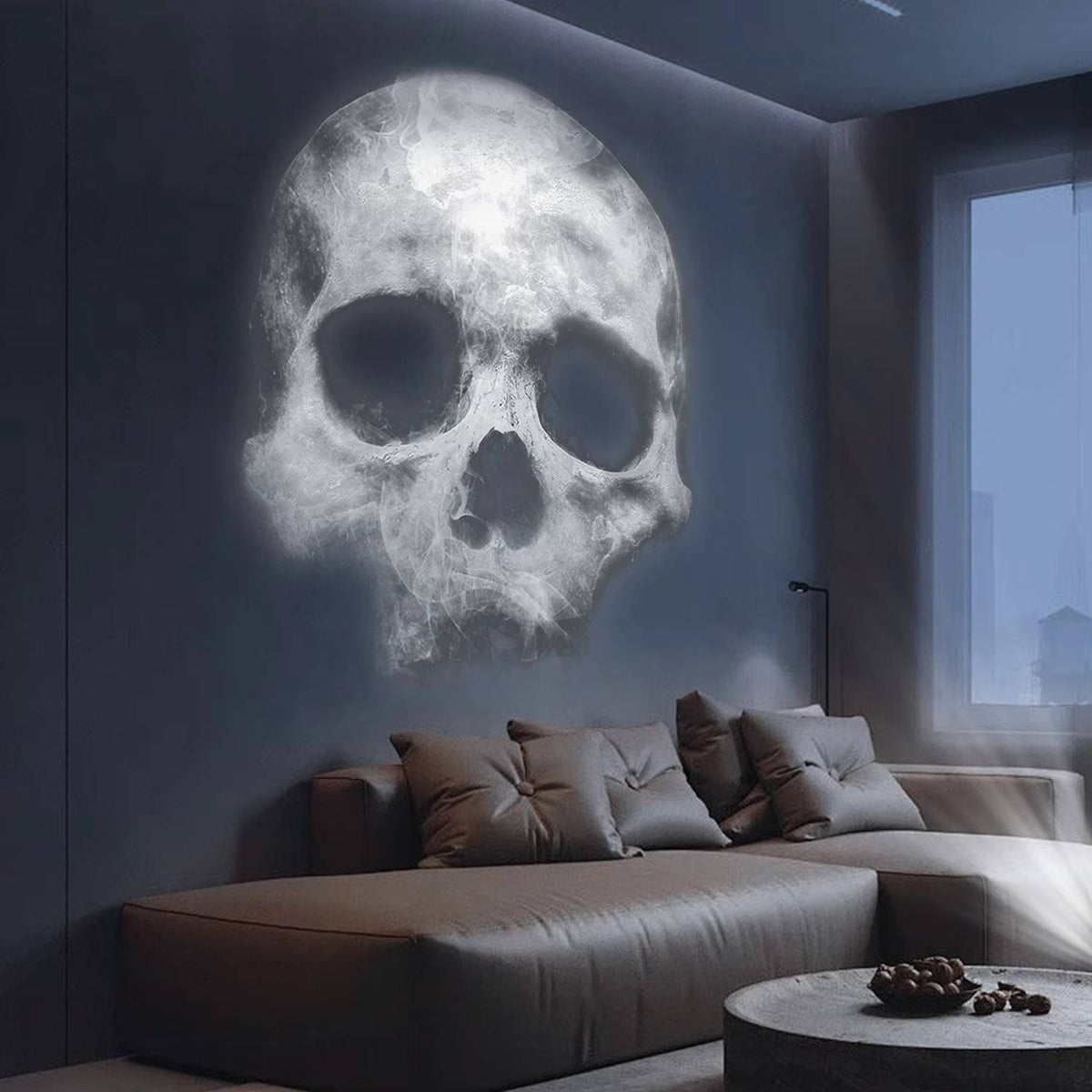 Magnetic base of the Halloween projector on a metal surface