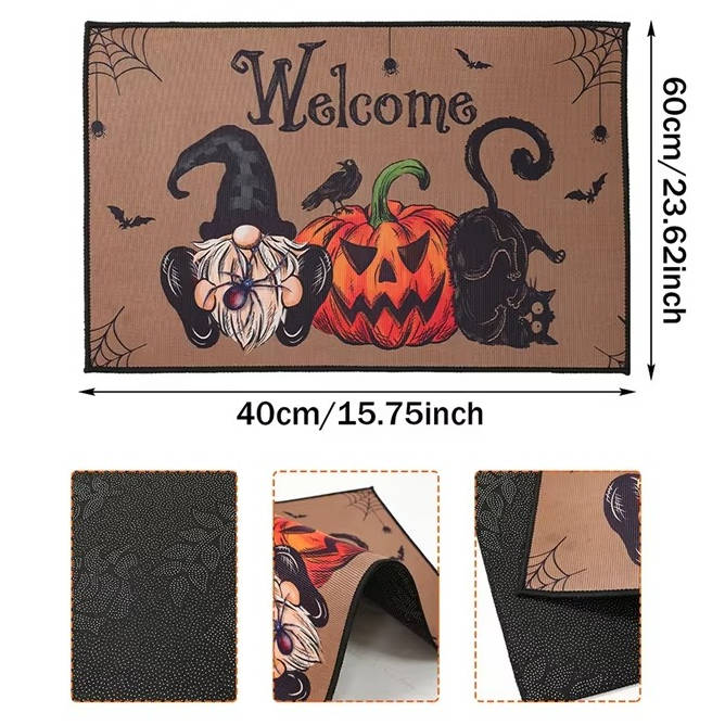 Halloween doormat showing the fabric surface texture