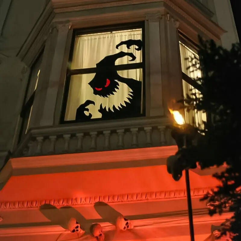 Halloween ghost window decoration design A with red eyes