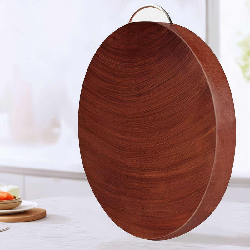 Round End Grain Cutting Board in Ironwood | Steel Hoop or Carry Handle | 11 Diameters from 9.4 to 18.9 in