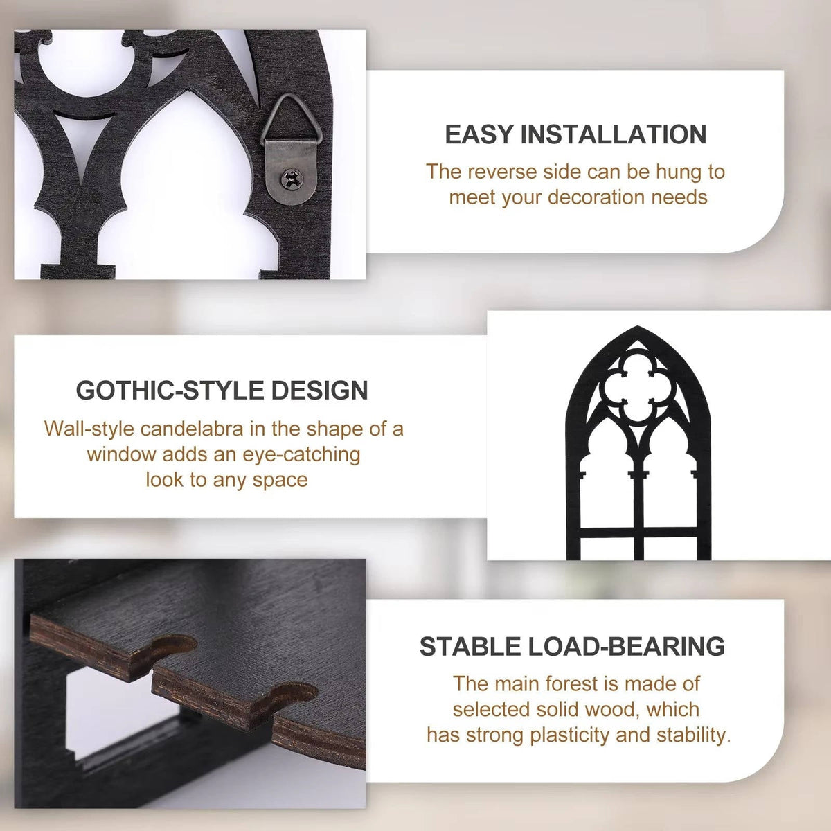 Hollow cathedral arch wall frame styled with candles