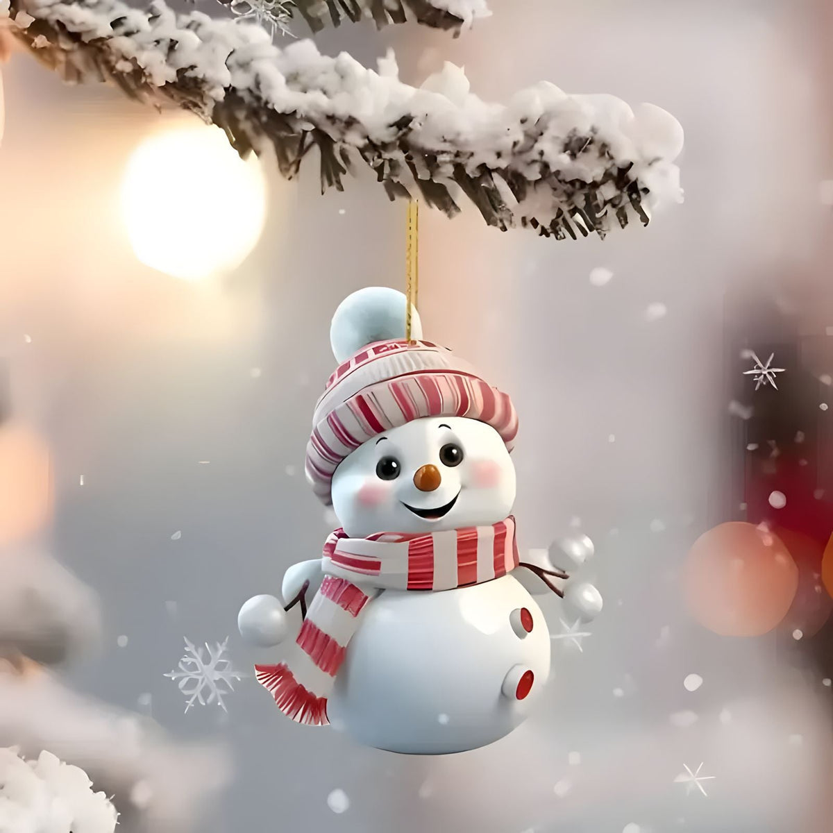 Wooden Christmas Tree Ornaments with Assorted Motifs | Six Xmas Designs from Snowmen to Festive Figures | Holiday Decorations