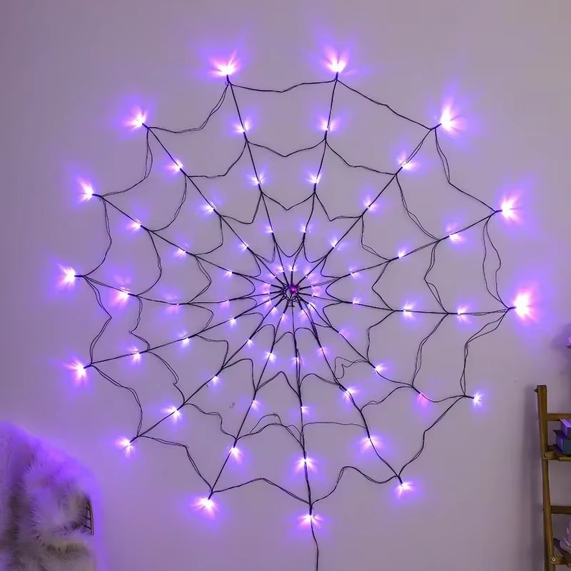 Spider web light with remote control and USB cable