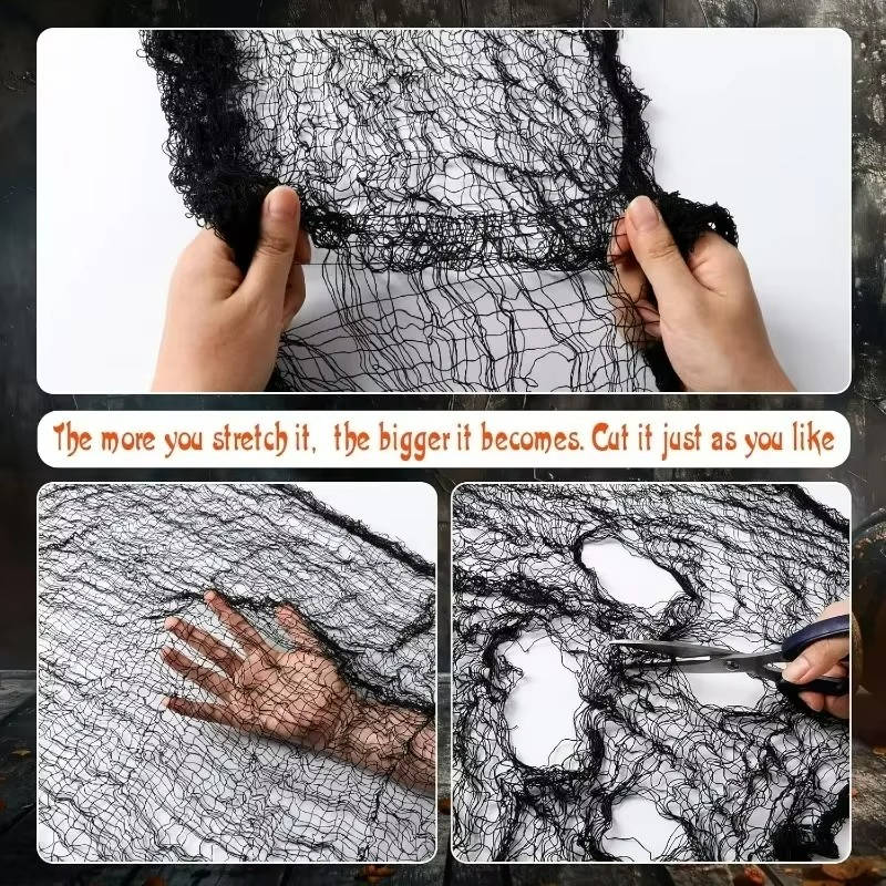 Creepy cloth used as an indoor ceiling Halloween decoration