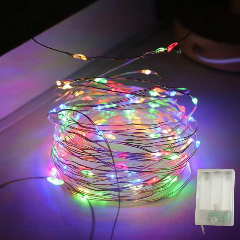 LED Christmas String Lights on Copper Wire, 10 m with 100 LEDs | USB or Battery Powered Xmas Fairy Glow | Festive Outdoor Decor