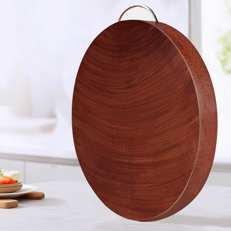Round End Grain Cutting Board in Ironwood | Steel Hoop or Carry Handle | 11 Diameters from 9.4 to 18.9 in