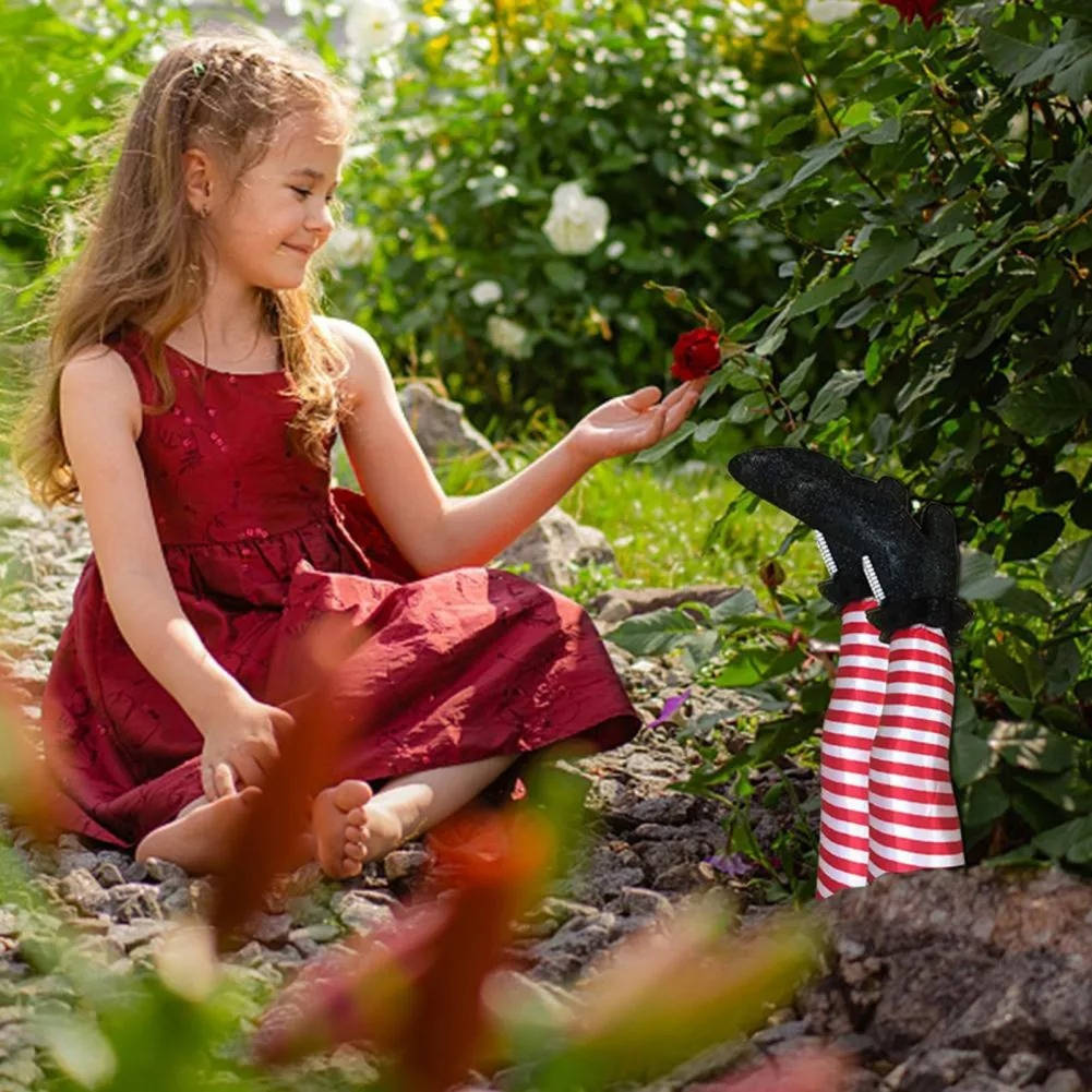 Witch Legs Halloween Yard Stake | Striped Stockings And Pointed Shoes In 5 Colors | Weather Resistant, No Tools