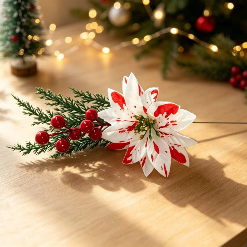 Mini Christmas Tree Arrangement in a Vase, 8 in Tall | Plastic and Wood Build for Desks and Shelves | Four Designs