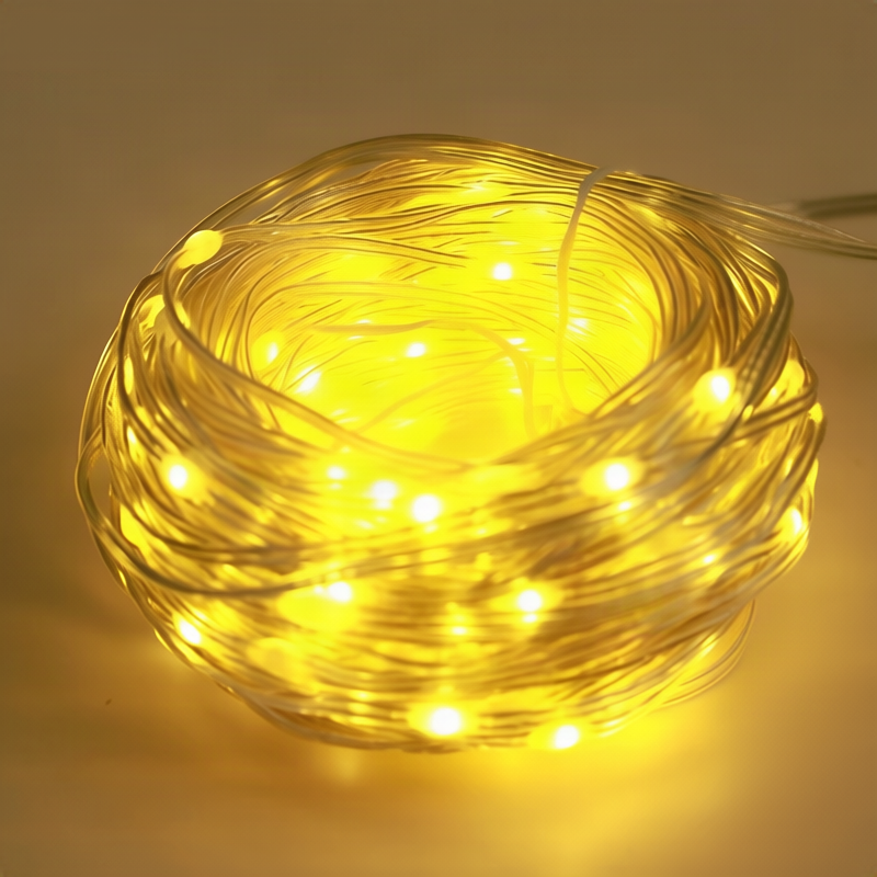 LED Christmas String Lights on Copper Wire, 10 m with 100 LEDs | USB or Battery Powered Xmas Fairy Glow | Festive Outdoor Decor