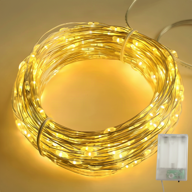 LED Christmas String Lights on Copper Wire, 10 m with 100 LEDs | USB or Battery Powered Xmas Fairy Glow | Festive Outdoor Decor