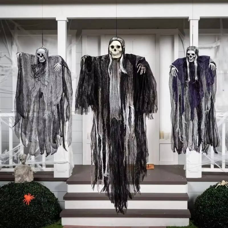 Bendable arms on the hanging reaper posed in a reaching position