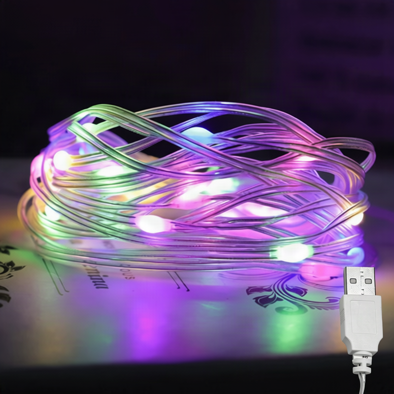 LED Christmas String Lights on Copper Wire, 10 m with 100 LEDs | USB or Battery Powered Xmas Fairy Glow | Festive Outdoor Decor
