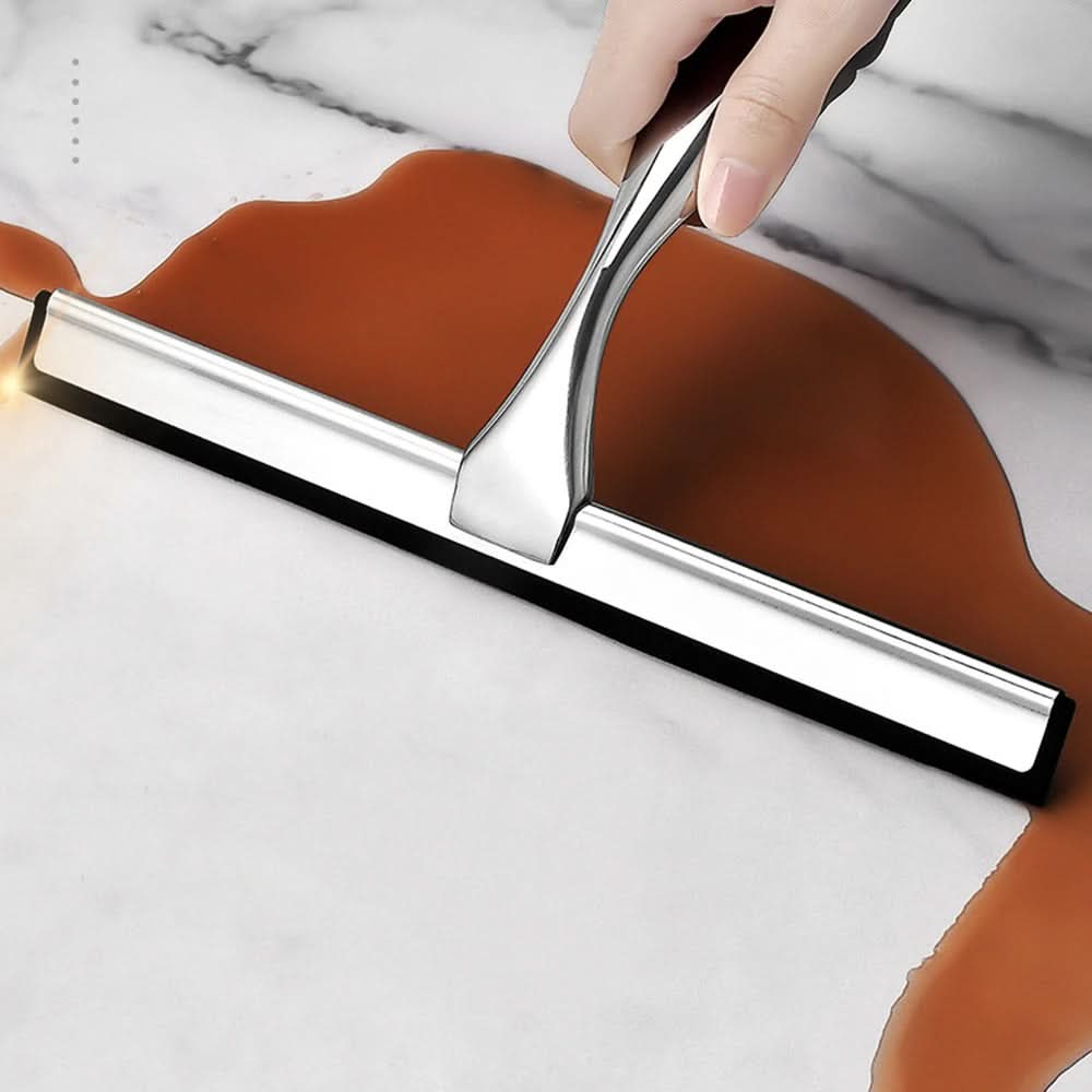 Stainless Steel Shower Squeegee with Silicone Blade | Streak-Free Cleaning for Glass & Tile | Ergonomic Grip with Storage Hook