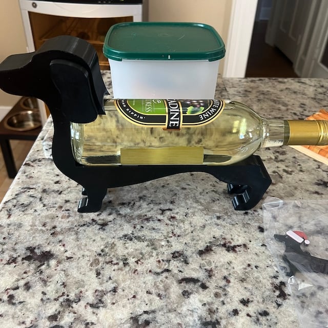 Dachshund Wine Racks for Home in Cast Resin | Decorative Table Stand That Cradles a Single Bottle | Six Colors