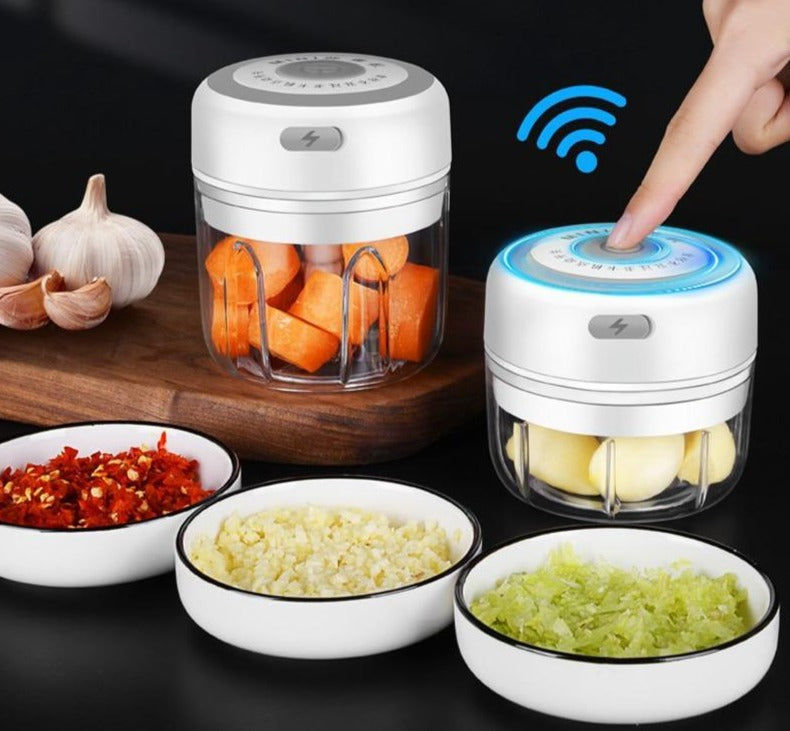 Mini Electric Food Chopper with One-Touch Lid | Stainless Blades and a 5 fl oz Bowl | USB Rechargeable Kitchen Gadgets