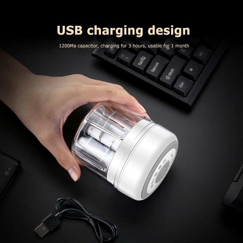 Mini Electric Food Chopper with One-Touch Lid | Stainless Blades and a 5 fl oz Bowl | USB Rechargeable Kitchen Gadgets