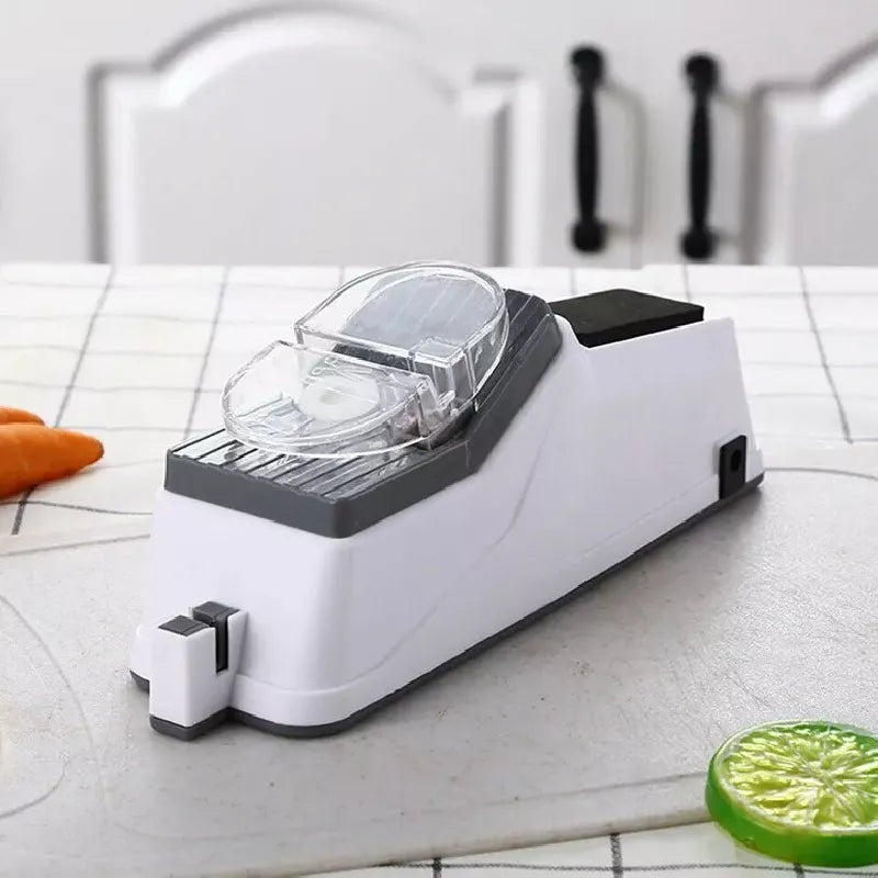 Electric Knife Sharpener with Two Slots and Whetstone Pad | USB Rechargeable for Knives and Scissors | 5-Second Edge