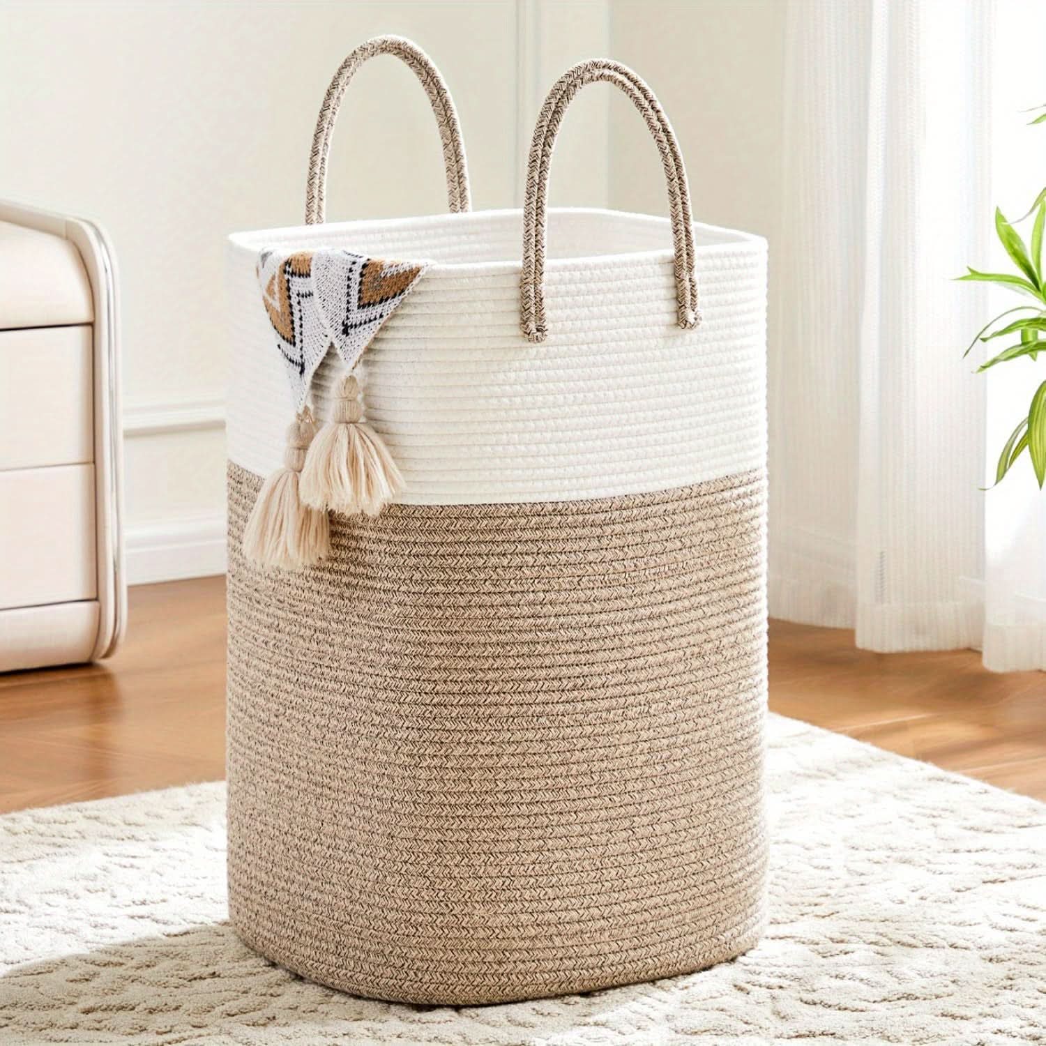 Large Woven Cotton Laundry Hamper