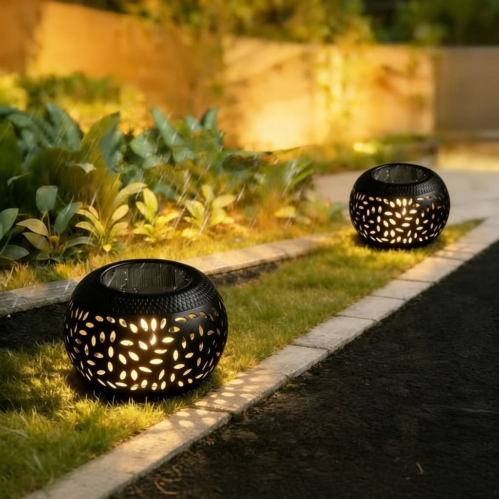Outdoor Solar-Powered Metal Table Lamp with Toggle Switch | White, Black or Copper | Warm-White Auto-Charging Lantern
