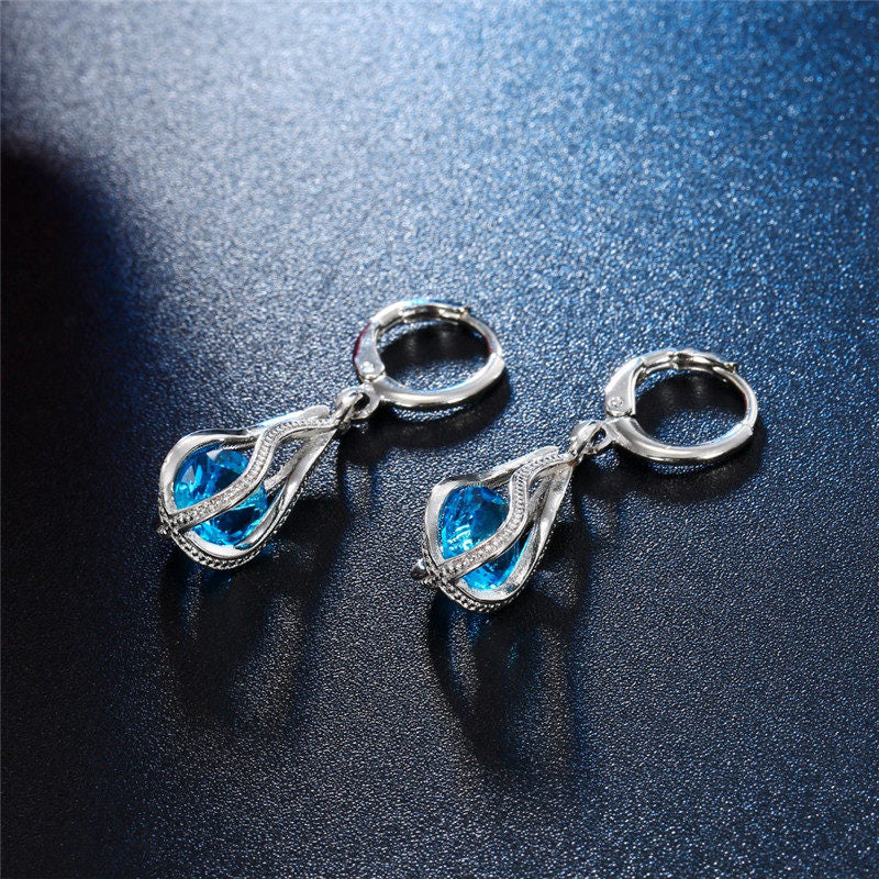Christmas Earrings in 925 Silver | Festive Holiday Jewelry with Hook Fastening | Blue, White, Pink or Orange Designs