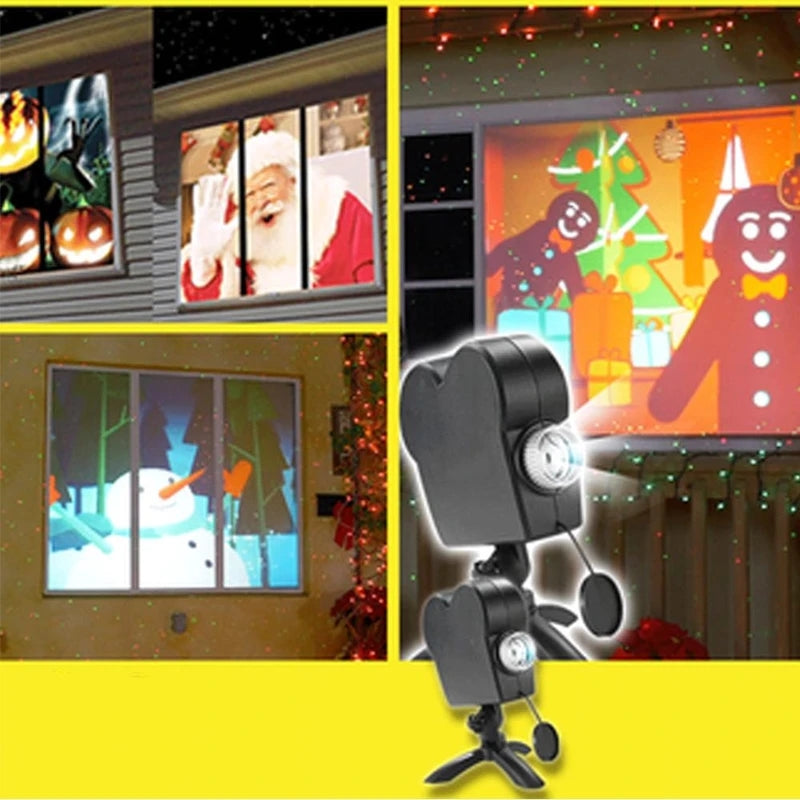 Holiday scene selection on the Halloween window projector