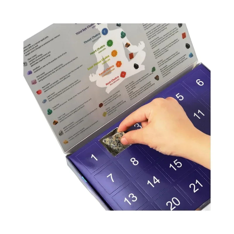 Gemstone Advent Calendar for Kids with 24 Crystals | Christmas Countdown in Four Designs | Educational Xmas Gift