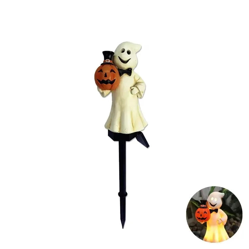 Solar Halloween Yard Light | 16.5 In Pumpkin Or Ghost Stake, IP44 Waterproof | 6 To 8 Hours Of Dusk To Dawn Glow