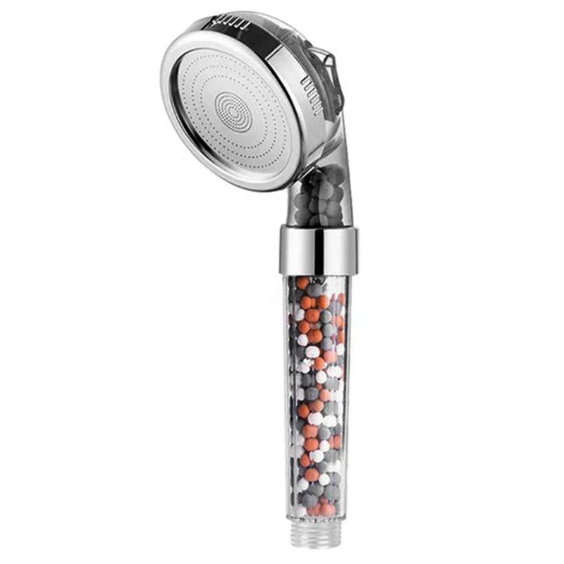 High Pressure Filtered Shower Head with Mineral Stones | Three Spray Modes, Water-Saving Nozzles | One Size, Transparent or Blue