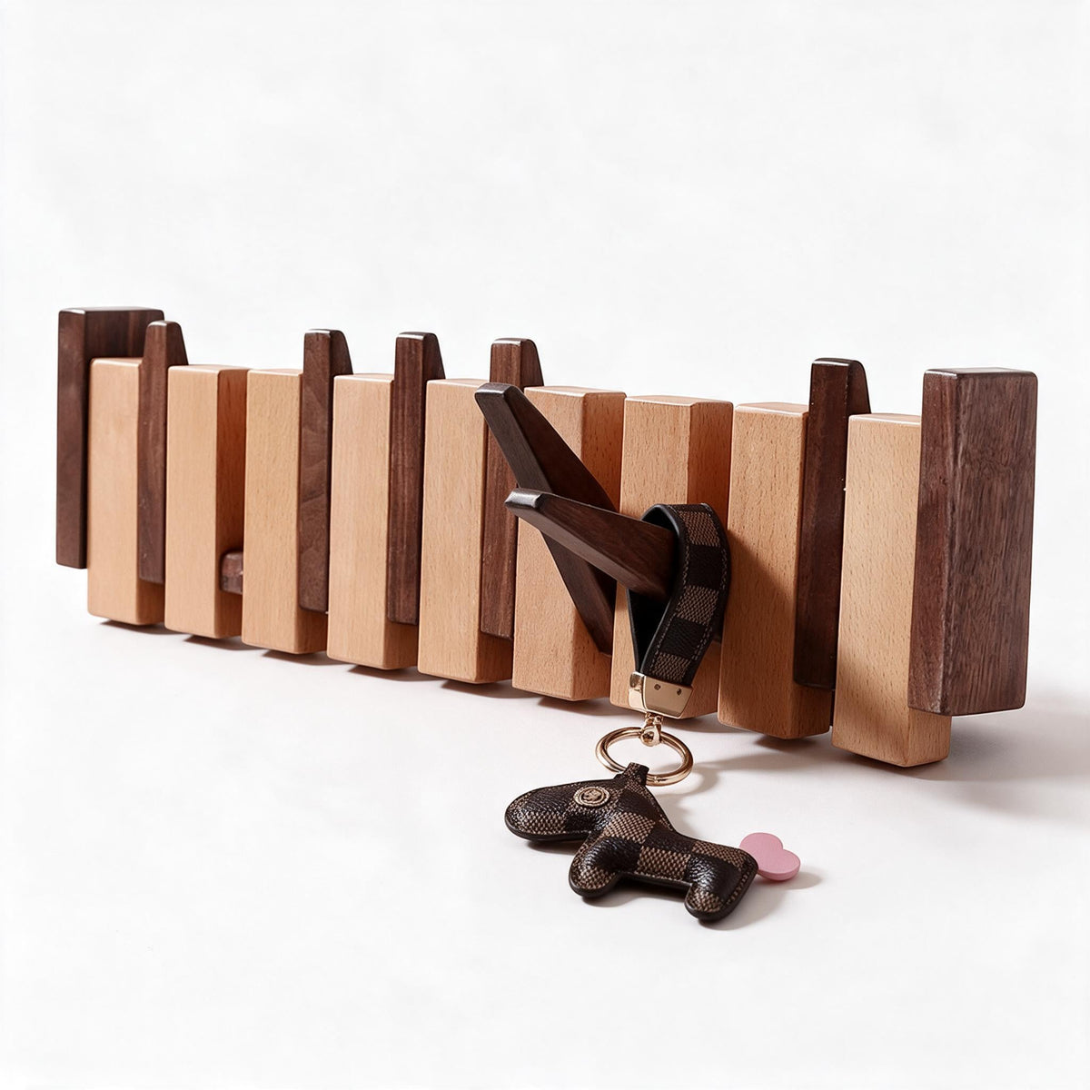 Wooden Coat Racks for Wall with Folding Hooks | Piano Key Design in Walnut or Beech for the Hallway and Entryway