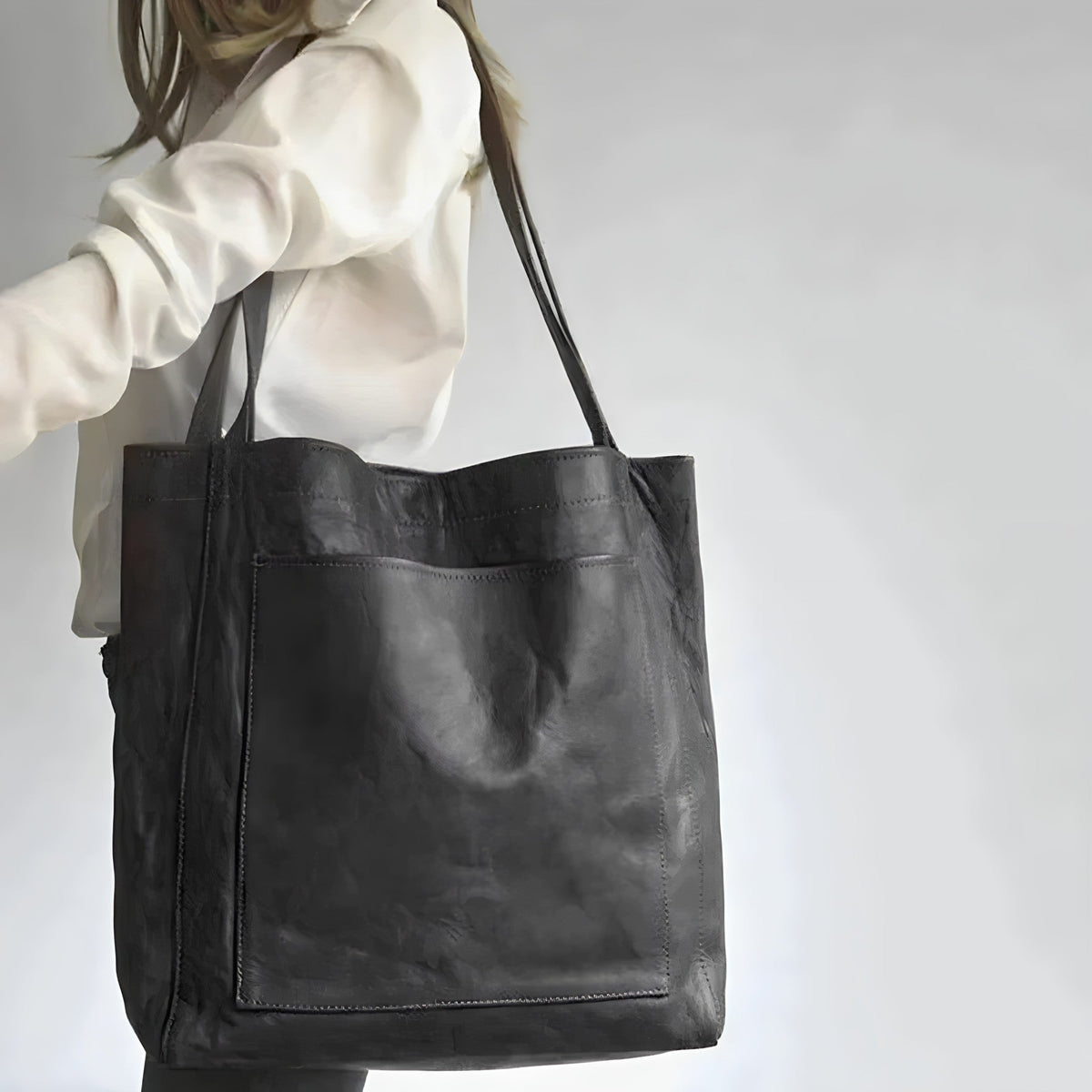 Vegan Leather Tote Bag with Durable Zip Closure | Soft Suede-Feel Lining and Roomy Interior | Three Colors