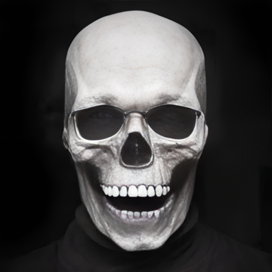 Full-Head Skull Mask with a Jaw That Moves When You Speak | Breathable Latex | Halloween Party Accessories