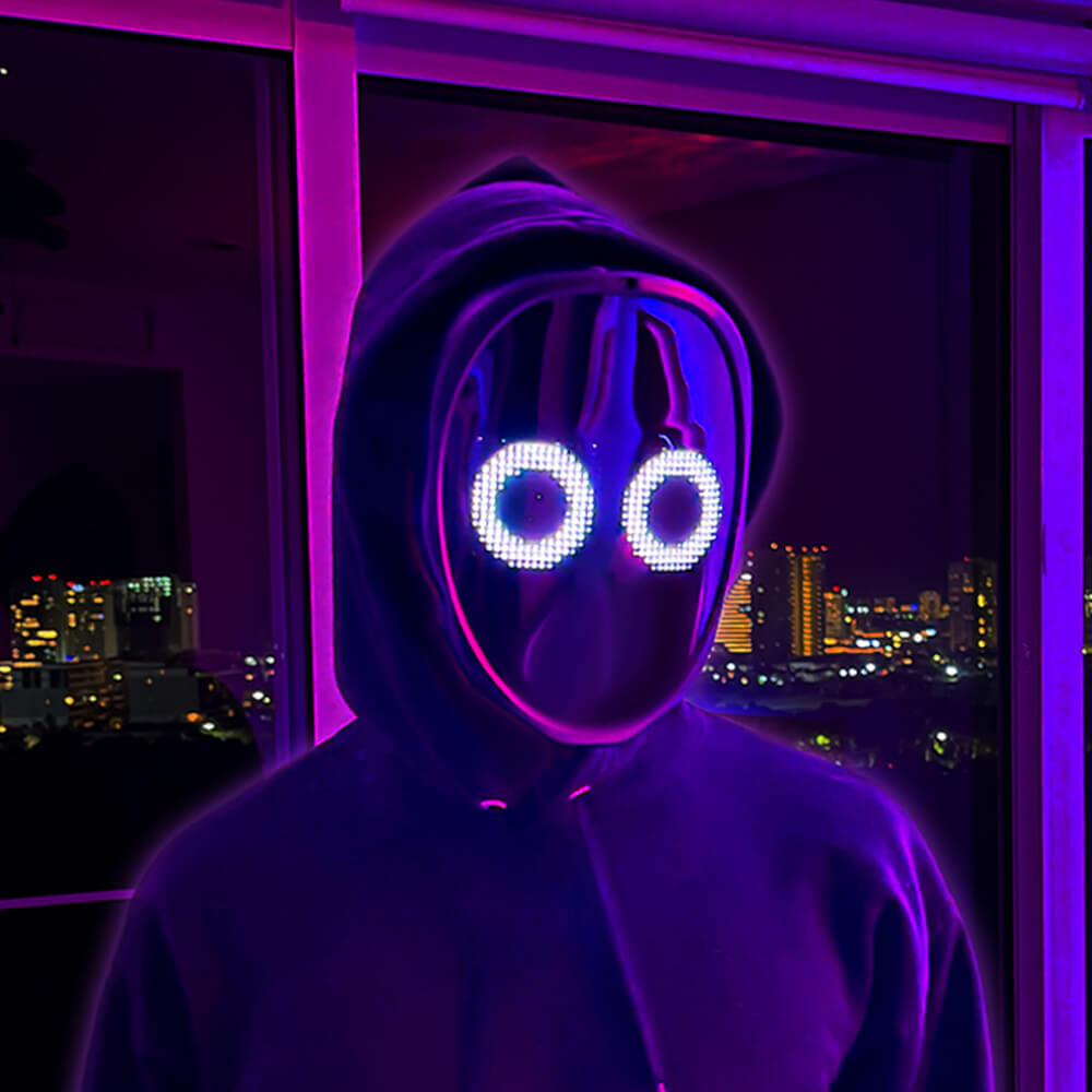LED face mask with music reactive lighting
