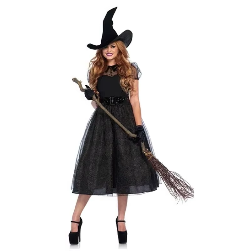 Witch costume style 2 with hat, dress, belt and gloves