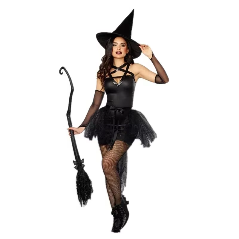 Adult witch Halloween costume style 3 with gloves, belt, skirt, dress and hat