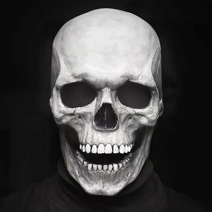 White movable jaw skull mask for Halloween and cosplay