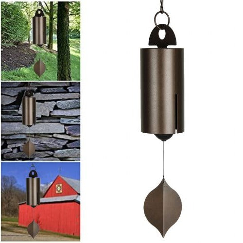 Green aluminum garden wind chime with ash wood clapper and windcatcher