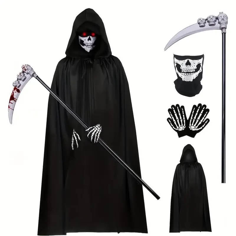 Black hooded robe with glowing red eyes in the hood