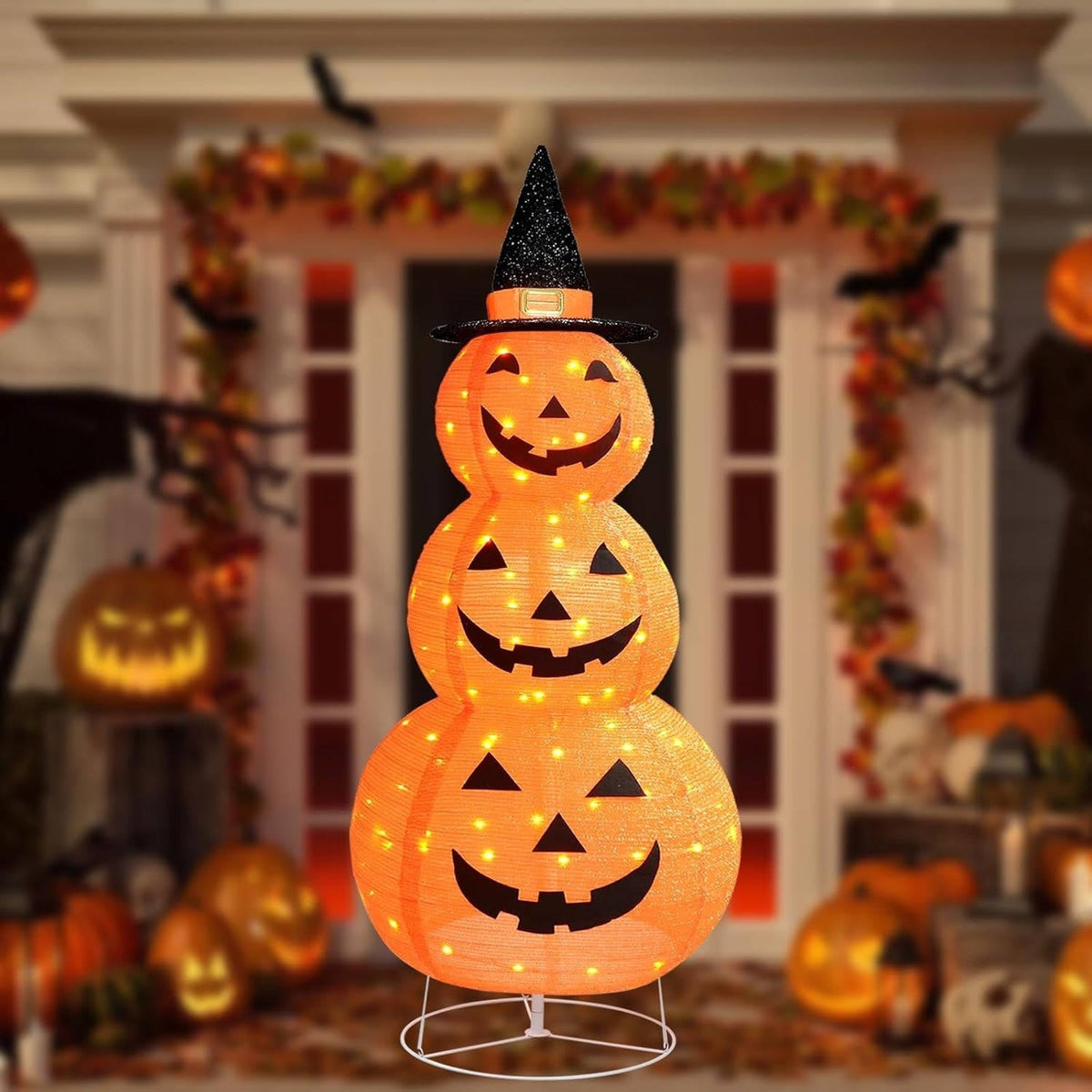 Metal frame and support poles of the pumpkin yard decoration