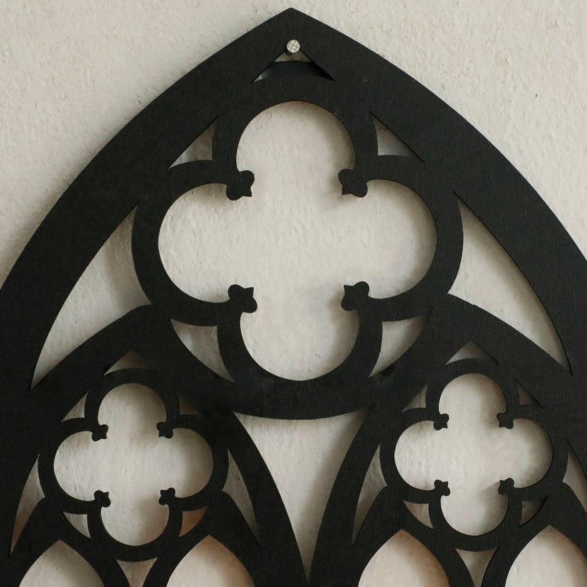 Detail of the solid wood arch frame construction and shelf