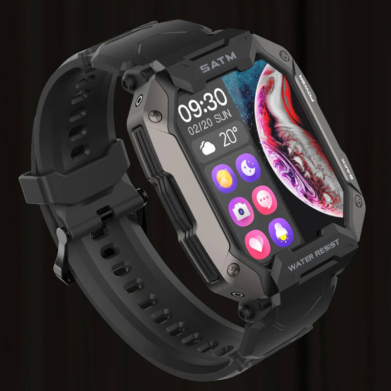 Heavy-Duty Smart Watch with an AMOLED Screen | 15 Days of Use and 50 on Standby | Glove-Friendly Buttons, 4 Colors