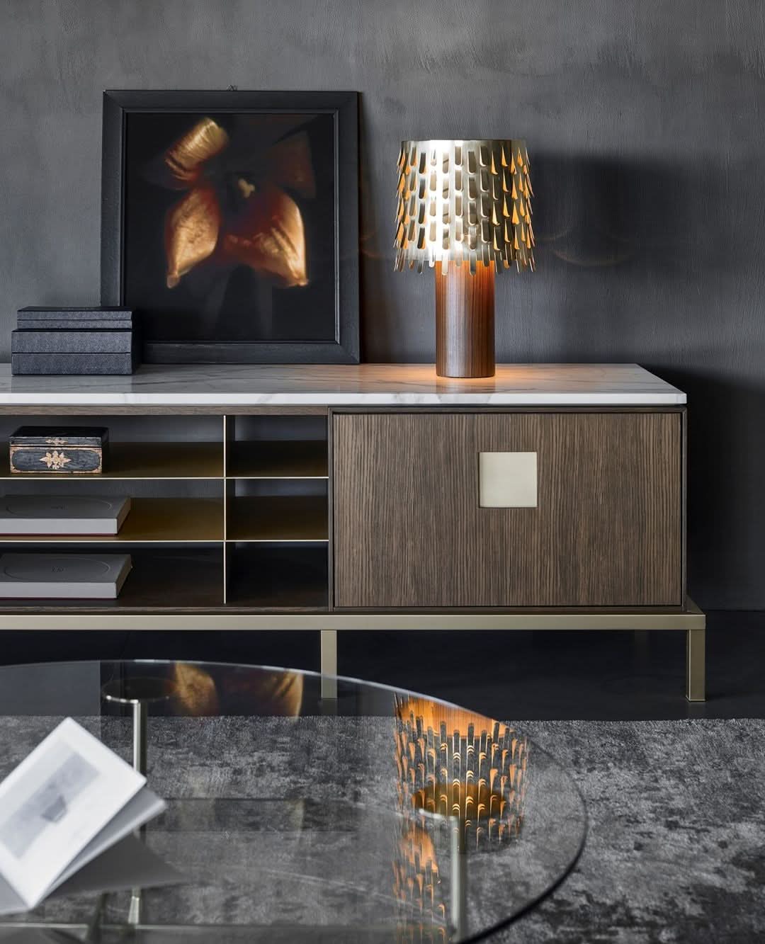 Brass Table Lamp Leaf Shade