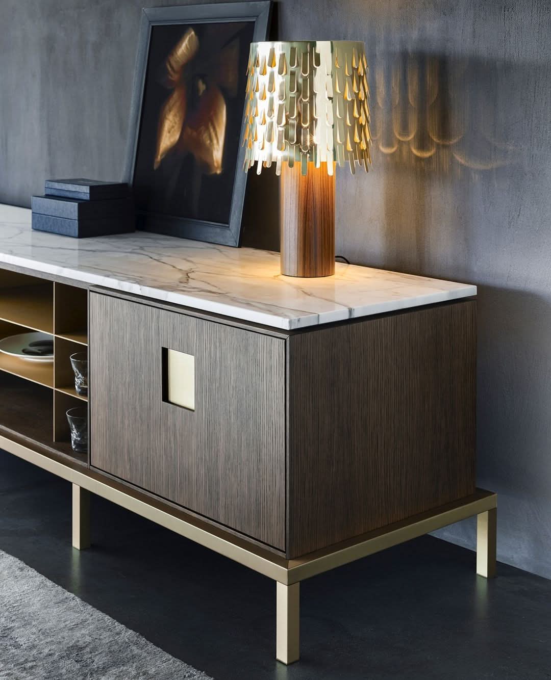 Brass Table Lamp Leaf Shade