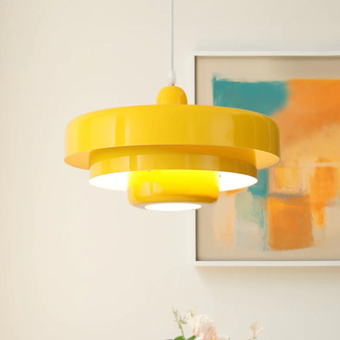 TRILORA - Elegant three-level pendant light in macaron colors - Yellow