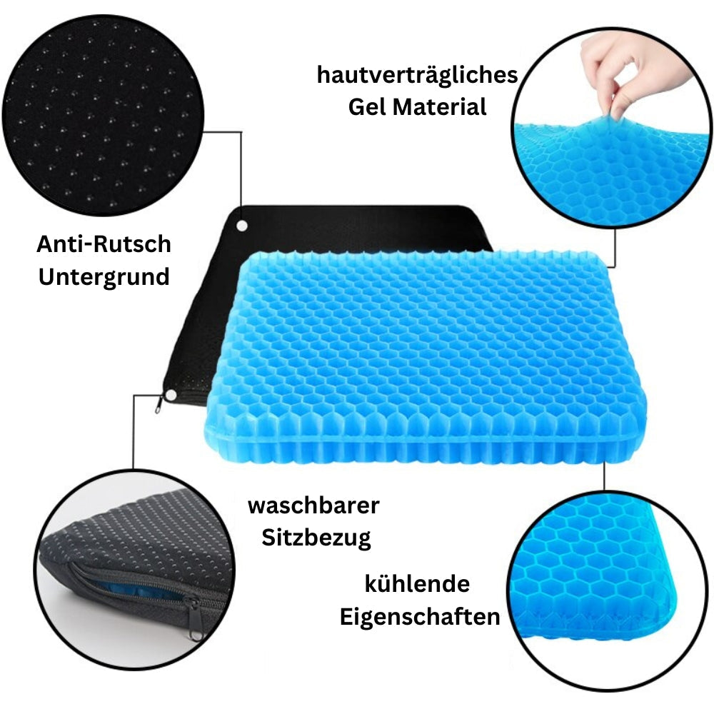 Honeycomb Gel Seat Cushion for Desk Chairs and Car Rides | Open Grid That Keeps Its Shape | 40 x 35 cm
