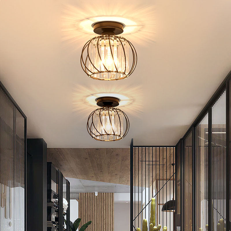 Nordic Glass Ceiling Light | Available in Black, Gold, or Silver | Minimal Design for Hallways and Living Spaces